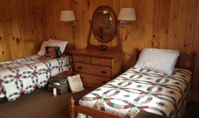 Inside Hannah's "quaint cabin."