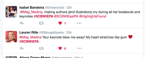 Tweets like these flowed after Meg left the podium. (Well, after we cheered for Meg, and dried our eyes.)