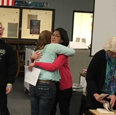 Trying so hard not to cry when this lovely student and her friend ran up to hug me at the end of the presentation.