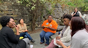 Diversity Fellowship attendees enjoying appetizers.