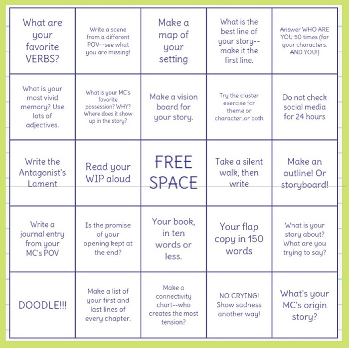 Writers' Bingo