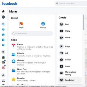 Example of Facebook menu