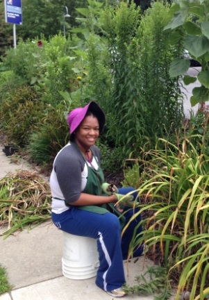 Morgan Lau in her community garden
