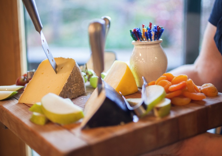 Cheeses on a board