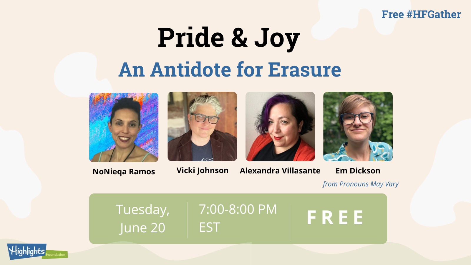 Pride & Joy graphic with panelist photos.