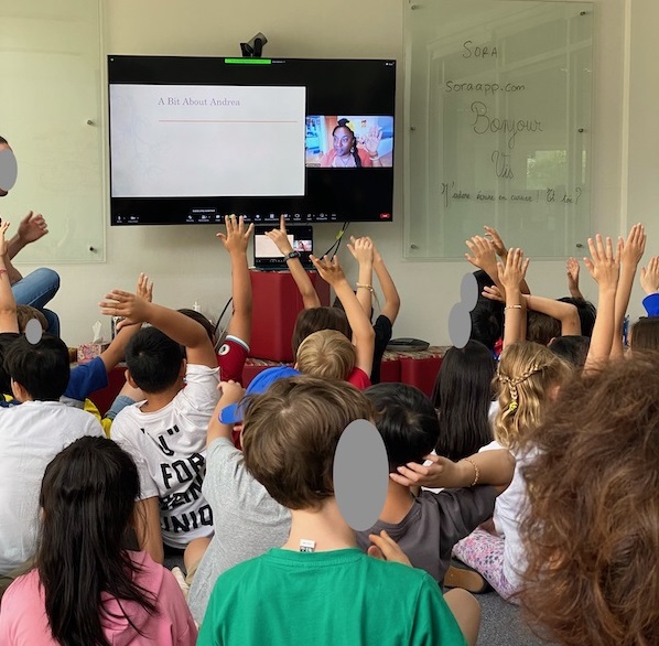 Andrea Loney sharing at a classroom virtual visit.