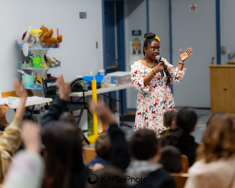 Andrea at an in-person school visit