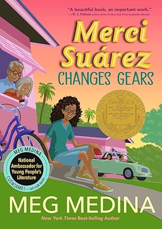 merci-suarez Book cover: Merci Suarez Changes Gears by Meg Medina