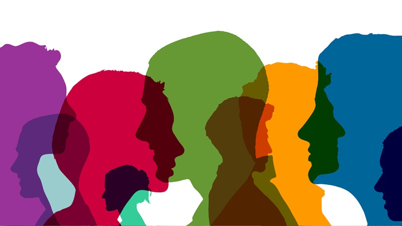 colorful silhouettes of people's heads