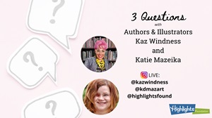 Text: 3 Questions for Kaz Windness and Katie Mazeika. Photos of Kaz Windness and Katie Mazeika