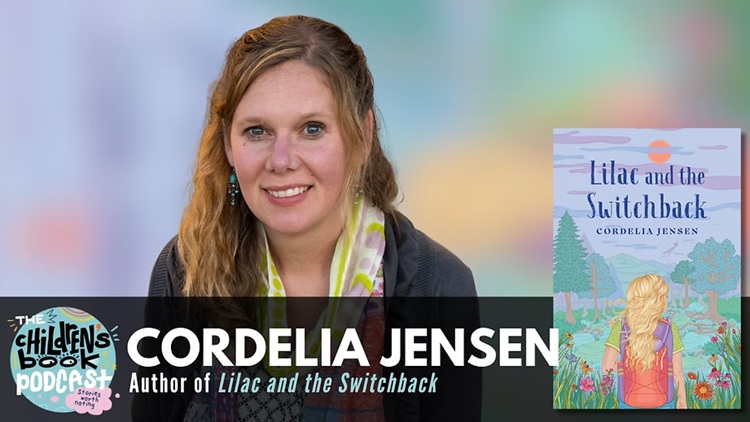 Photo of Cordelia Jensen with her book cover Lilac and the Switchback