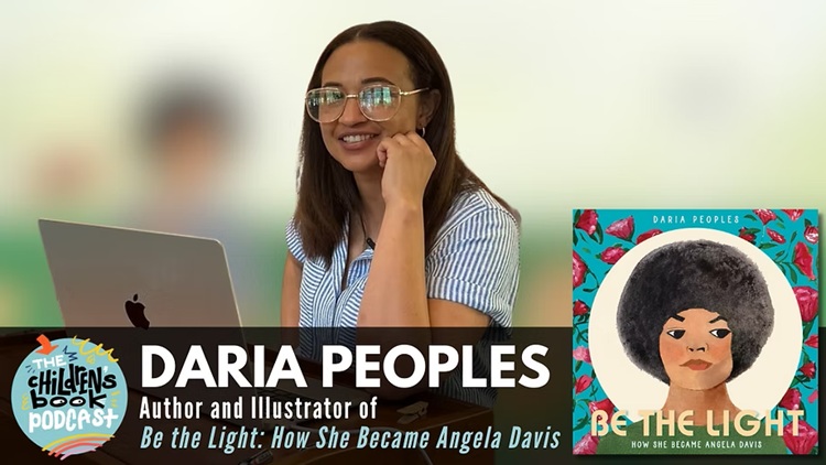Photo of Daria Peoples with her book cover Be the Light