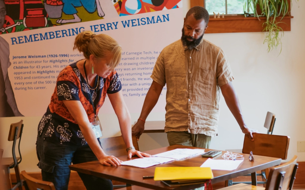 Two participants working on campus