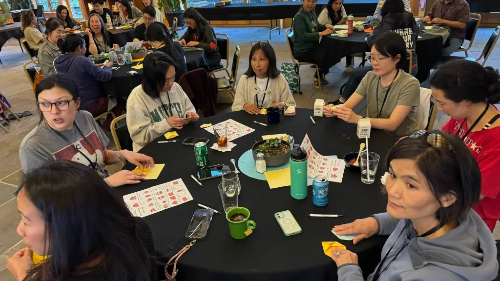 aav retreat guests in barn