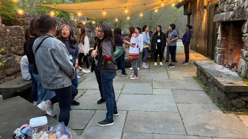 AAV retreat on the patio at boyds mills barn