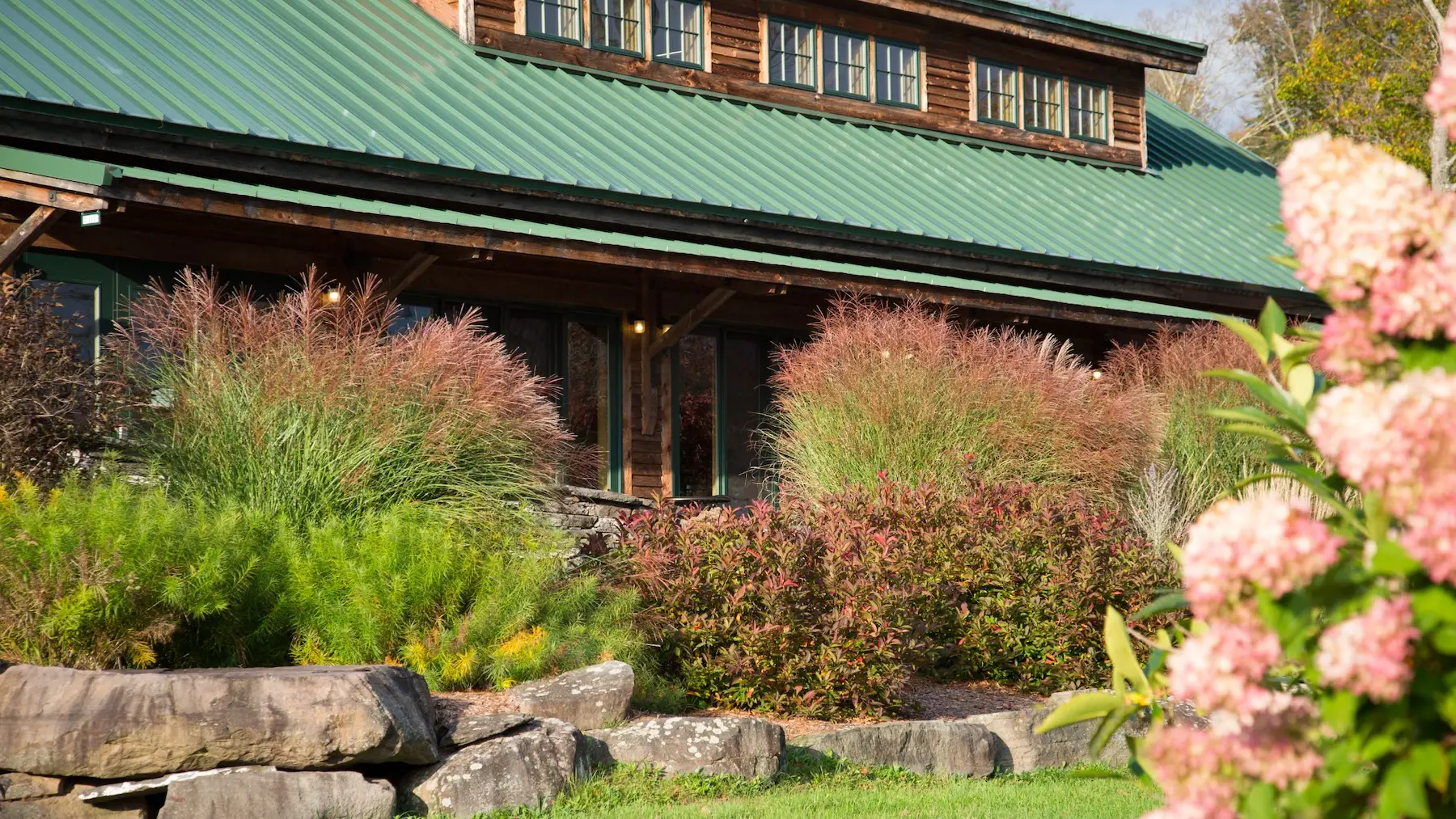 exterior of barn at boyds mills and summer landscape