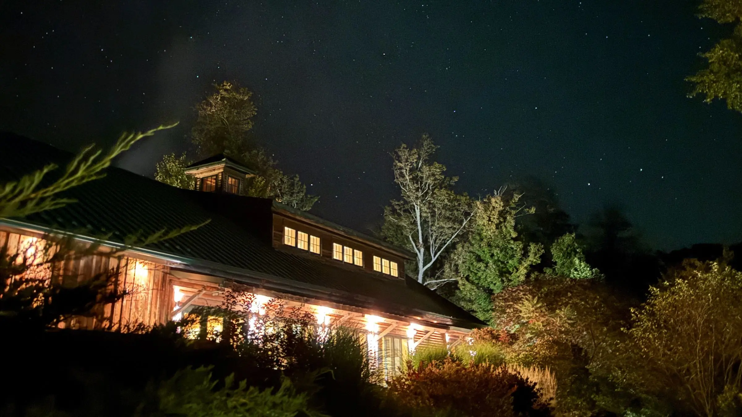 barn at night at the boyds mills retreat center